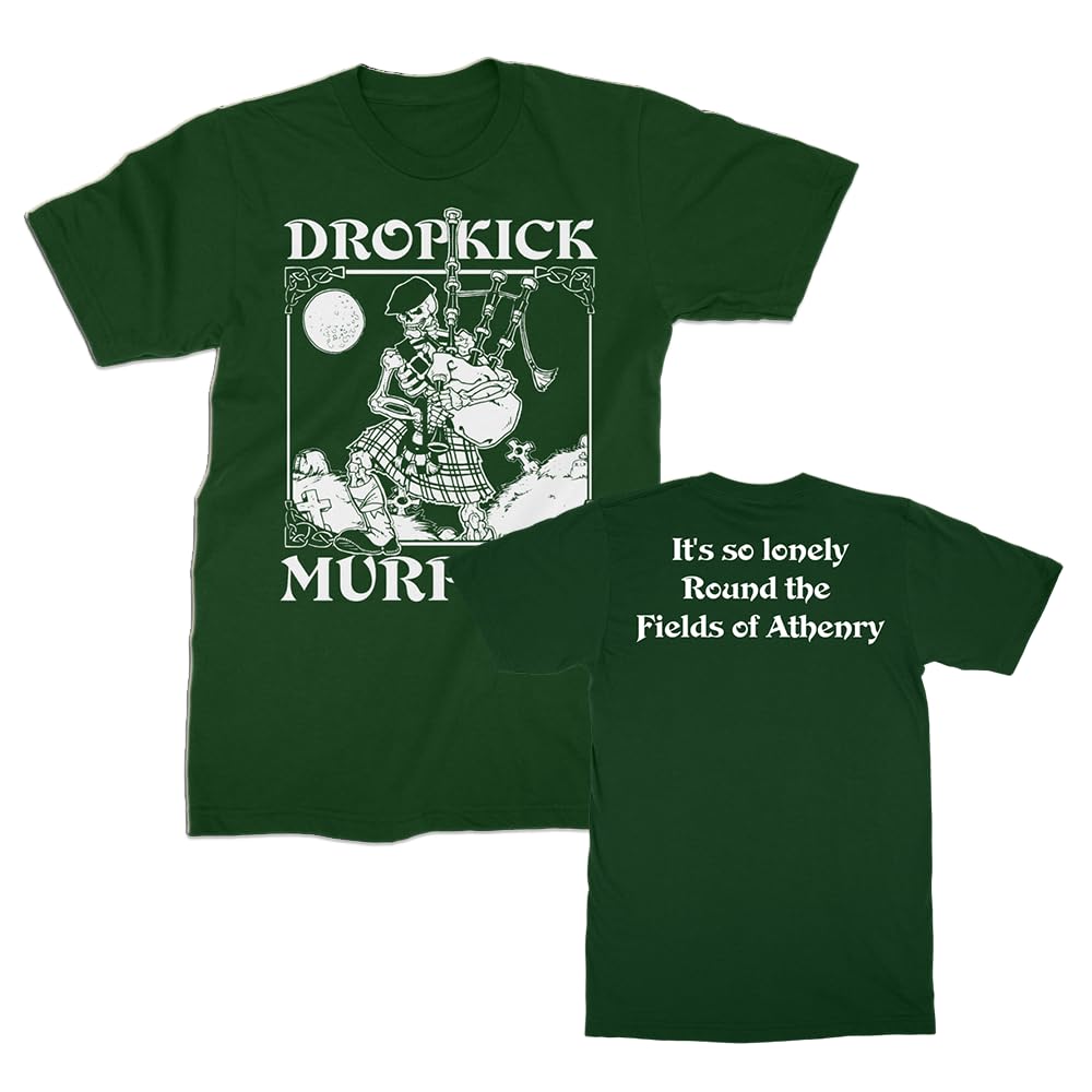 2BhipDropkick Murphys Skelly Piper Front & Back Print Mens Short Sleeve T Shirt Celtic Punk Graphic Tees