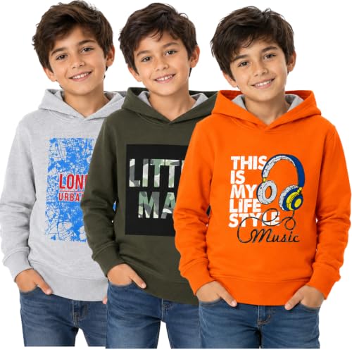 Image of T2F Boys Cotton Hooded Sweatshirt (Pack of 3)