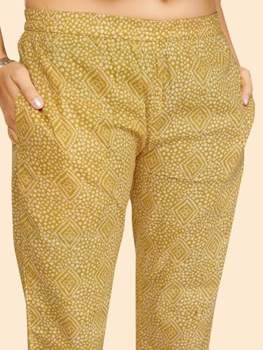 Image of Vbuyz Women's Printed & Embellished & Mirror Work Straight Cotton Stitched Kurta set | Straight Kurta Pant Dupatta | Kurta Set with Dupatta for Women | Suit Set | Ethnic Set | Printed Kurta Set
