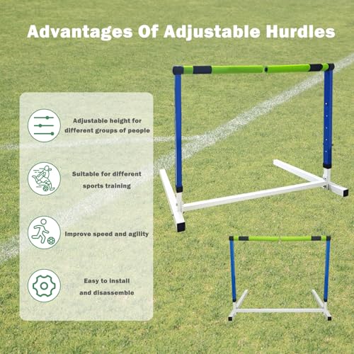 ASENVER Detachable Hurdles Track and Field Adjustable Height Agility Training Hurdles Speed Practice Equipment for Sport (Pack of 2)