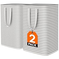 Lifewit 2 Pack 80L Large Laundry Hamper, Collapsible Laundry Basket with Easy Carry Handles, Freestanding Waterproof Washing Basket in Laundry Room Bedroom Bathroom Dorm, Grey