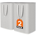 Lifewit 2 Pack Laundry Hamper Large Collapsible Laundry Baskets, Freestanding Waterproof Clothes Hamper with Easy Carry Handles in Laundry Room Bedroom Bathroom College Dorm for Adults, Grey, 2 x 80L
