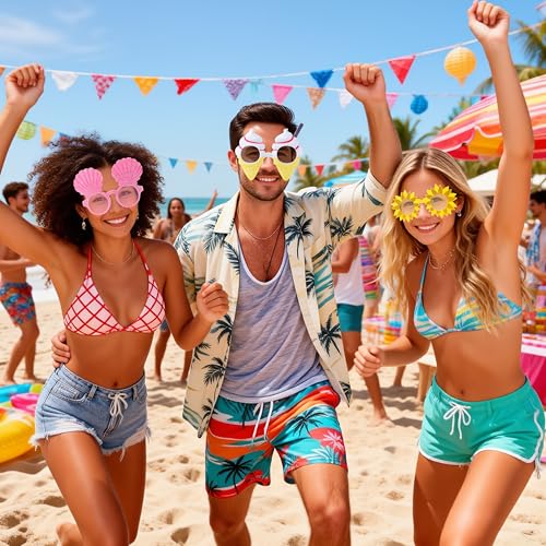 JOYIN 12 Pcs Hawaiian Luau Party Sunglasses, Summer Pool Party Decorations, Tropical Glasses for Girls Hawaiian Outfit, Cool Party Favors & Theme Supplies by JOYIN - Image 5