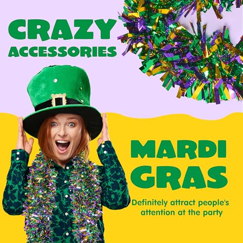 JOYIN 4 Pcs Mardi Gras Tinsel Garland, 66 Ft Gold Green Purple Metallic Streamers for Sparkling Glittering Hanging Decorations, Indoor Outdoor Mardi Gras Party Decorations Carnival Accessories by JOYIN - Image 4