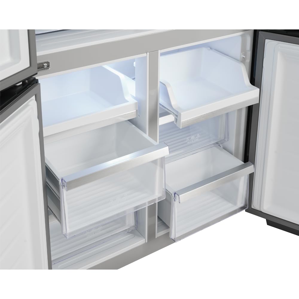 Jocel Frigorífico Side by Side JSBS4P967169, 490 litros, puertas cristal negro, 130 W, Clase eficiencia E, No Frost