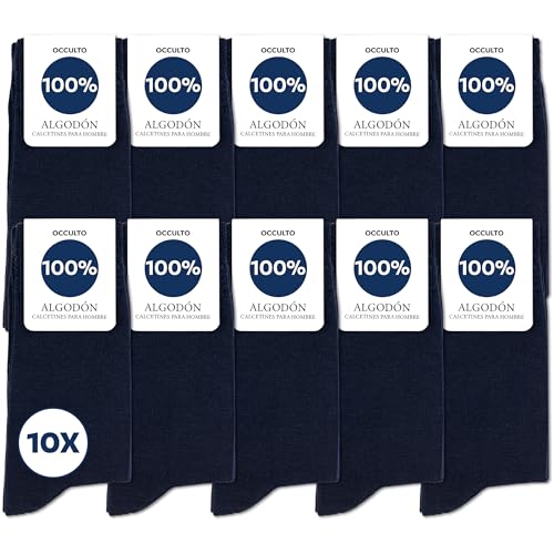Occulto calcetines 100% algodón hombre pack de 10, pack de 20 (modelo: Ingo) 10 Pares | Marino 39-42