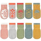 MiDoDo 5 Pares de Calcetines Antideslizantes para Niños Niñas Calcetines Antideslizantes Lindo de Algodón para Bebé Unisex (0-12 meses)