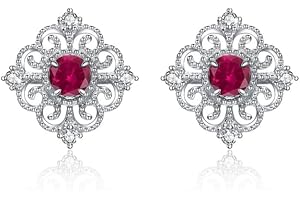 Ruby Heart Stud Earrings Crafted in 14k Gold