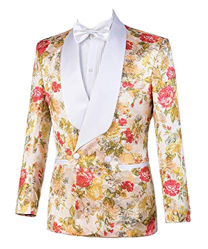 Wemaliyzd Men's 2 Piece Slim Fit Suit Shawl Lapel Floral Homecoming Party Blazer Pants3