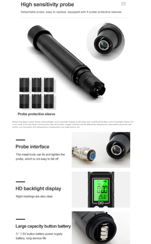 BLE-9100 Dissolved Oxygen Meter probe and protective sleeves