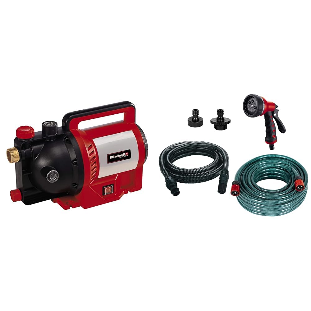 Einhell Gartenpumpe GC-GP 1250 N/1 (1.200 W, max. 5000 L/h, max. Förderhöhe 50 m, Wassereinfüllöffnung /-ablassschraube, inkl. 5-tlg. Zubehör-Set)