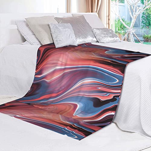 Couverture en peluche marbre rose OUSIKA 203x152 cm pour canapé et lit - 8
