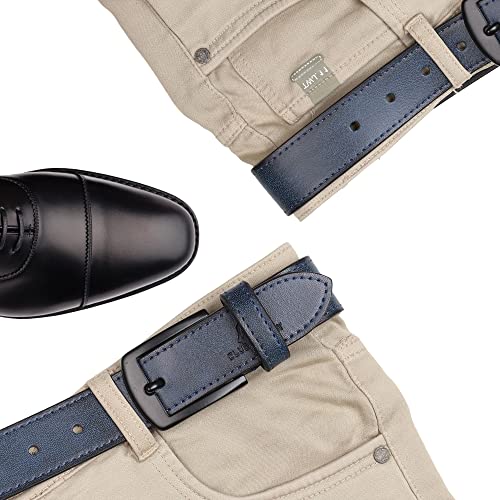 Image of Genuine Leather Belt for Formal, Casual & Jeans Wear, belt for Mens /Boys. Color - Tan /Blue||CSBL-06||