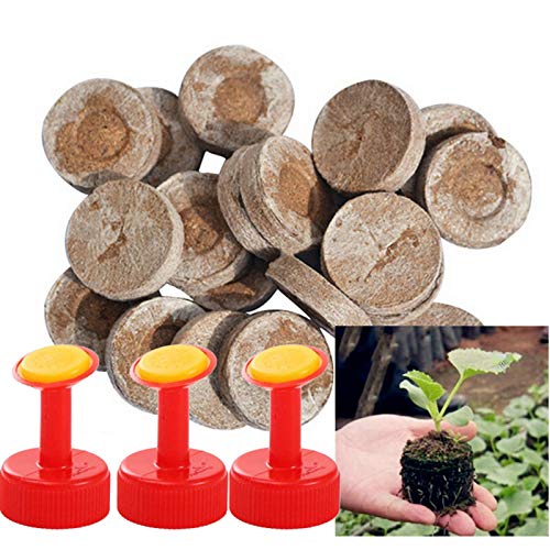 inherited 50 Piezas 30mm Turba Pellets Tapones, Plántulas Suelo Bloque para trasplantar Semillas de Cultivo de Tierra comprimida, Bloque de jardinería de Semillas(con 3 boquillas convenientes)