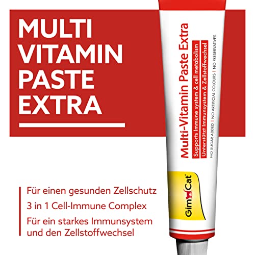 GimCat Multi-Vitamin Paste Extra - Katzensnack mit Fischöl für ein starkes Immunsystem und den Zellstoffwechsel - 1 Tube (1 x 200 g) – Ansicht 2