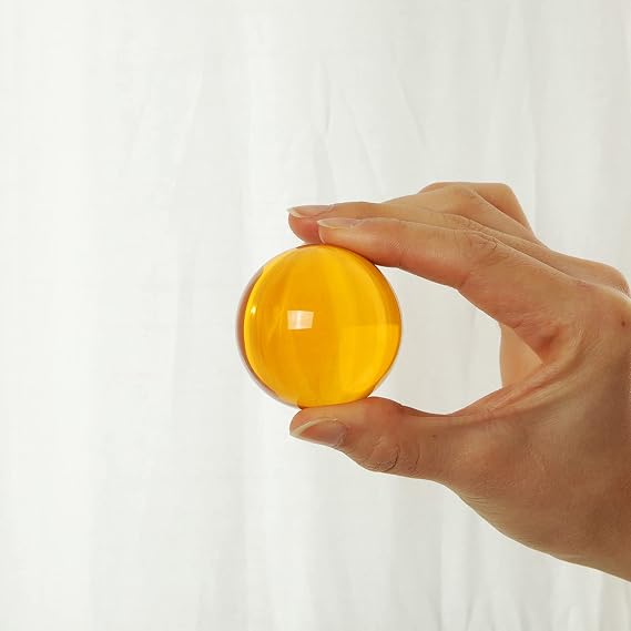 LONGWIN 50mm(2 inch) K9 Solid Crystal Ball with Free Stand Suncatcher (Amber)