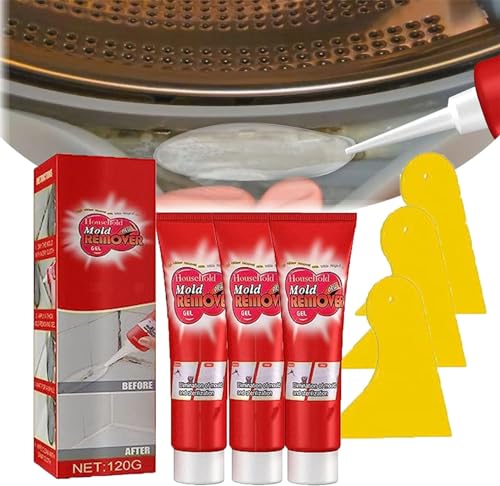 Flinzor removedor de moho, limpiador de gel Flinzor para el hogar, gel de eliminación de moho Flinzor, gel mágico removedor de moho con raspador, para azulejos, muebles, paredes (3 piezas)