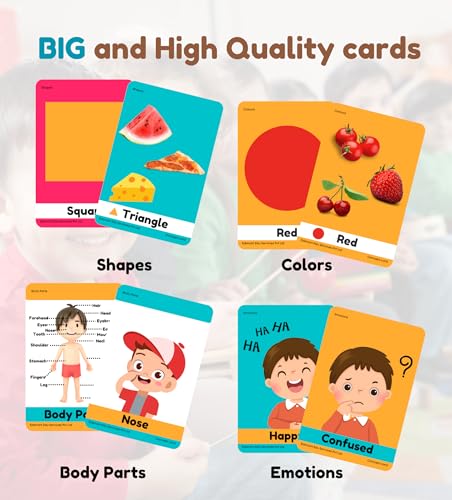 Image of Edsmart Flash Cards - Combo of 2 Sets Veggies, Fruits, Dairy Products, Colors, Shapes and More (Edsmart Flash Cards Combo of 2 Sets - Colors, Shapes, Bodyparts & Vehicles, Seasons & Occupation)