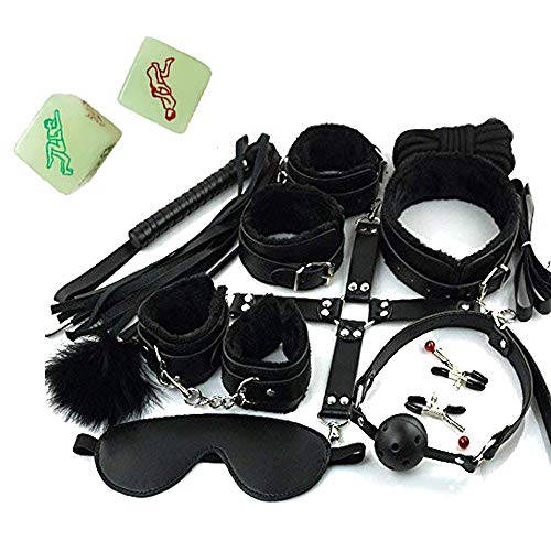 10 piezas de traje de yoga con correa para el hombro traje negro + 2 dados blancos