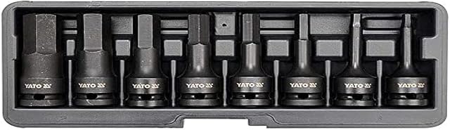Yato YT-1066 8pcs Tube Set Hex Bit Impact 1/2 "