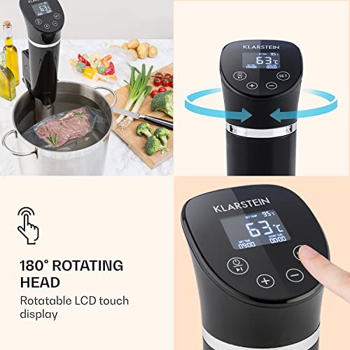 Miniatura 9 de Klarstein Quick Stick Sous Vide Térmica Vakuumgar Schwarz Flex, Máquina De Cocción Al Vacío, 1300 W, 0-95 C, Pantalla Lcd Táctil, Resistencia Al Agua Ipx7, Hasta 20 Litros, Negro