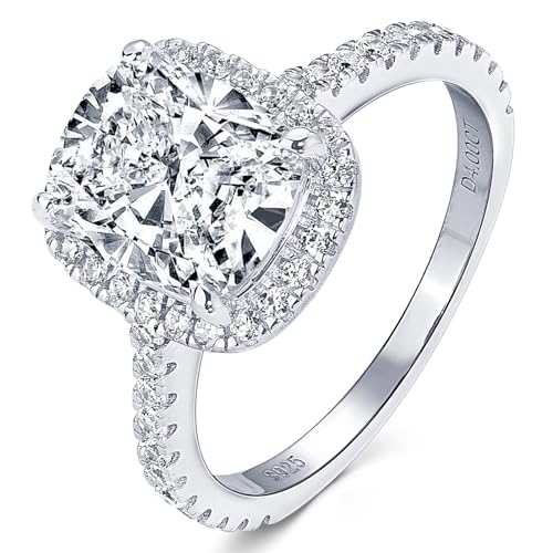 EONFUN 4CT Cushion Halo Moissanite Engagement Ring for Women (7) by EONFUN - Used condition - US$84.36