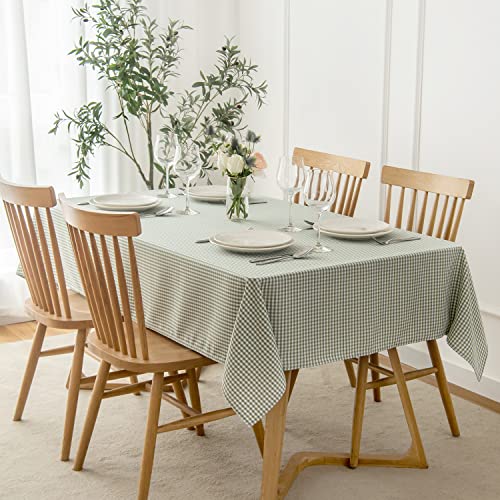 maxmill Checkered Rectangle Dining Room Tablecloth Water Resistance Wrinkle Free Spillproof Heavy Weight Gingham Plaid Table Cloth for Banquet Parties Holiday Dinner, 60 x 84 Inch Sage White