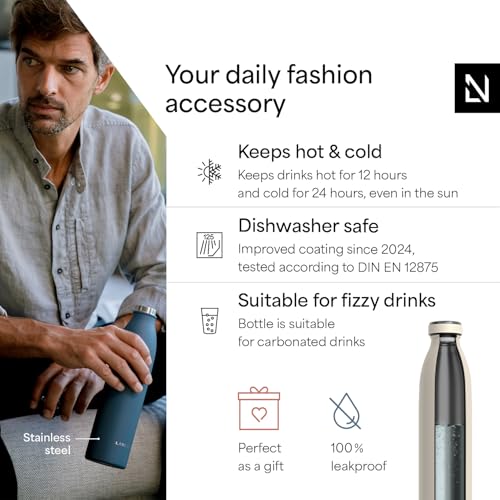 Image of LARS NYSOM Stainless Steel Insulated Water Bottle 12oz 17oz 25oz 34oz 51oz | Insulated Thermo Flask for Hot and Cold Beverages | Leakproof Drinking Bottle (Cream Beige, 17oz)