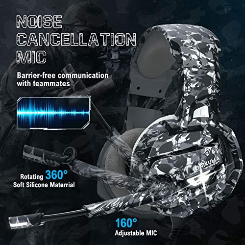 ONIKUMA Gaming Headset, Gaming Headphone with Microphone and Noise Canceling & LED Light, Memory Earmuffs for PS4, Xbox One, PC,Gamecube, Nintendo 64 (Adapter Not Included) - Thumbnail 3