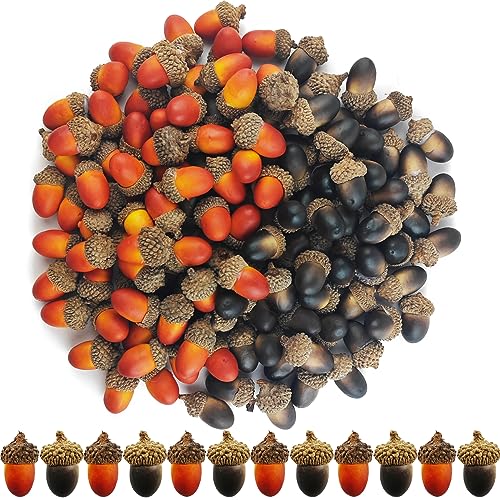 TIHOOD 160PCS Artificial Acorns Bulk Small Fake Lifelike Simulation Acorn with Natural Cap for Crafts, Wedding, Home Vase Filler Decor