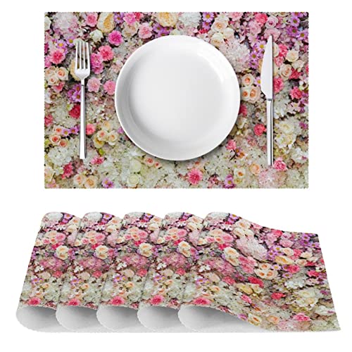 Sets de table lavables antidérapants motif fleurs 30x45cm pour table à manger - 3