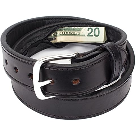 Hidden Money Pocket Travel Leather Belt (Size 40, Black) Cover