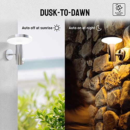 Yoolax Solar Porch Light Outdoor Wall Lights Motion Activated Security Light 1 Pack Auto On/Off Stainless Steel Solar Wall Sconces For House,Garage, Deck (Silver) #TOP1