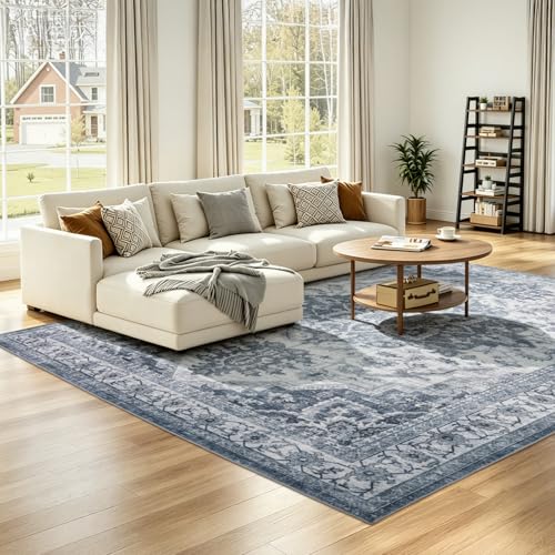 UKISS 5x7 Faux Silky Blue Rug