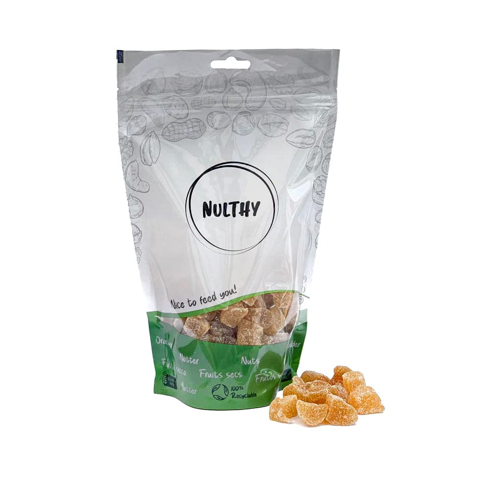 NULTHY - Gingembre Glacé Bio - Fruits Secs - Gingembre Cristallisé BIO - Agriculture Biologique - Sans Gluten - Vegan - 1 Kg