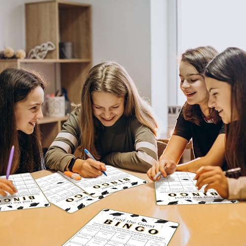 Image of Partico Graduations Bingo Cards, Find The Guest Bingo Game Cards | Graduation Game for 24 Players, Grad Party Ice Breaker Games, Graduation Celebration Party Supplies