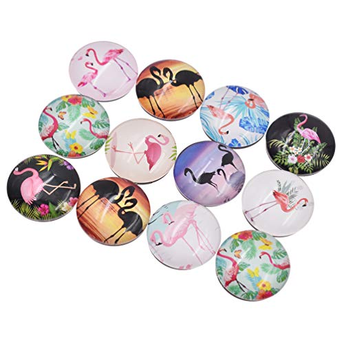 BetterUS 4PCS Fridge Refrigerator Magnets Flamingo Round Crystal Colorful Unique Kitchen Home Decor