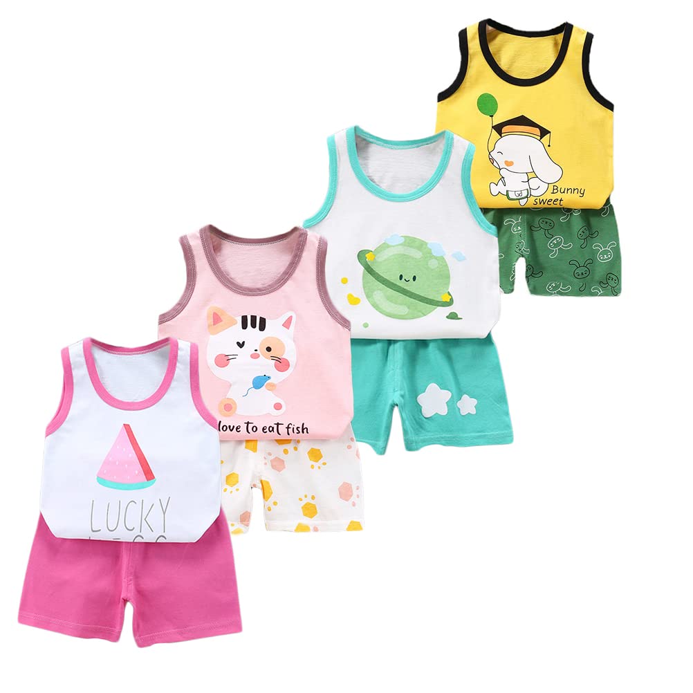 XM-Amigo 8 Paquetes e Chalecos sin Mangas para niñas Camisetas sin Mangas Camisetas sin Mangas Pantalones Cortos Conjuntos de Ropa