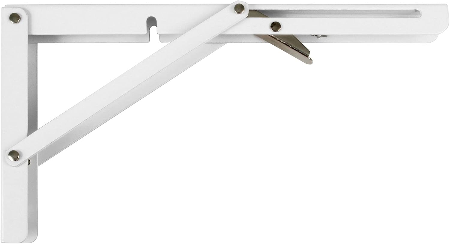 Amig - Folding bracket for wall shelves | Metal bracket for shelves | Angle for shelves | Support | Steel | White | Dimensions: 200 x 110 mm | Maximum recommended weight: 40 kg