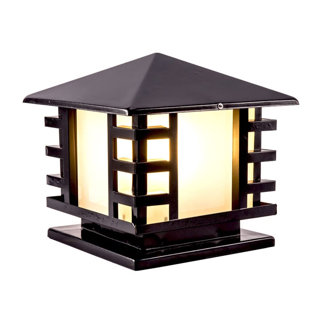 GTHTUHFD Anti-Rust Wrought Iron Lamp Body Post Light Fixture Outdoor Square Wall Pillar Headlight Modern Patio Pillar Lights Fence Post Deck Lighting For Garden, Patio, Pathway,14.1in