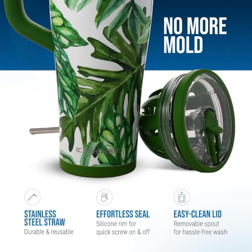 Image of Ice Shaker 40 oz Tumbler with Handle and Straw | 40oz Palm Trees| Cold for 30+ Hours | 2-in-1 Tumbler Shaker Bottle | Odor-Free 40 ounce Bottle for Water, Protein Shakes, Smoothies, Cocktails