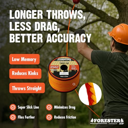 Image of FORESTER Arborist Throw Line Kit | Throw Weight & 166ft Rope | Ultra Slick 100% Polyester Rope | Arborist Equipment for Tree Climbing