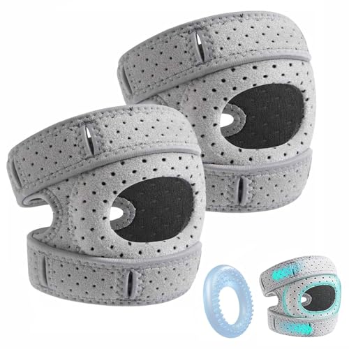 Goswar Knee Brace for Women Men,2pcs Adjustable Knee Support with Side Stabilizers,Patella Knee Brace for Meniscus Tear,Realign Knee Joint While You Move(Grey)