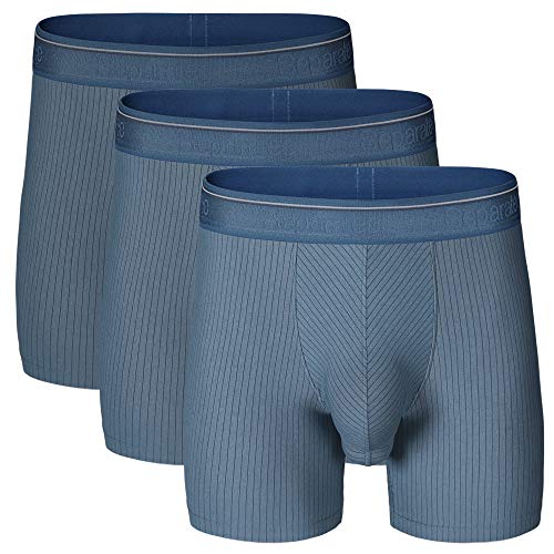 Separatec Men's Underwear Stylish Striped Pattern Smooth Cotton Boxer Briefs 3 Pack
