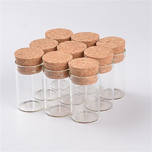 TAI DIAN 10ml Mini Glass Bottles Cork Empty Cute Transparent Glass Bottle Jars Vials 100pcs (100, 10ml-24 * 40 * 21mm)