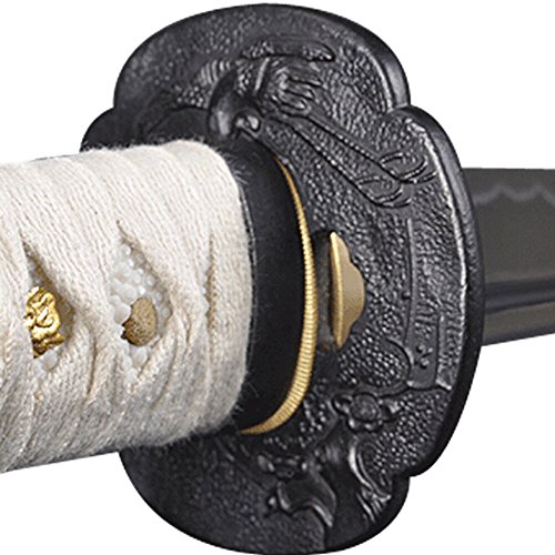 Handmade Sword - Samurai Katana Sword, Practical, Hand Forged, 1045 Carbon Steel, Heat Tempered/Clay Tempered, Full Tang, Sharp, Scabbard (Crane950)