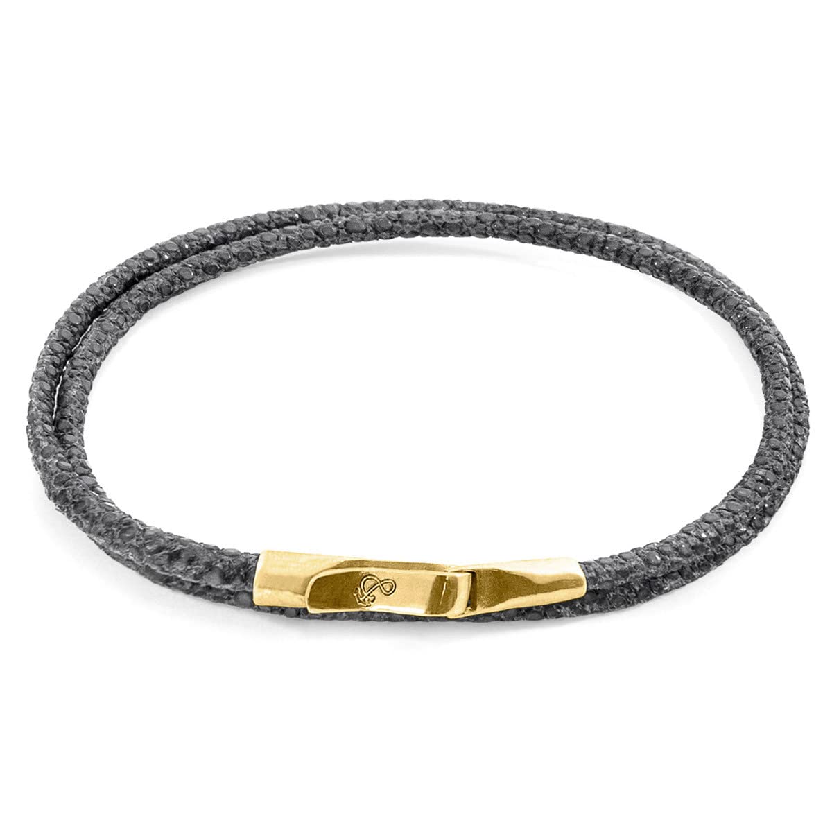 ANCHOR & CREW Pulsera Liverpool De Oro Amarillo 9Ct Y Cuero De Mantarraya Gris Sombra - Hombre - 23cm