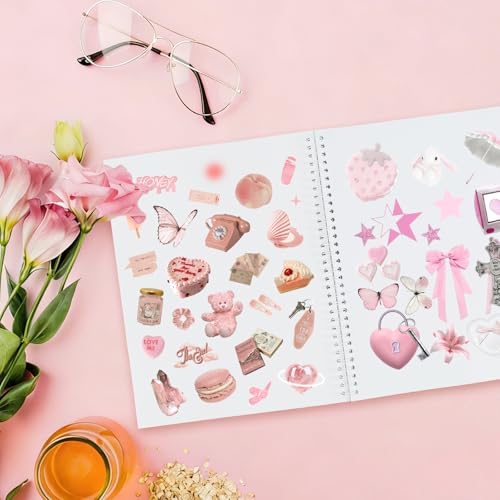 Álbum Reutilizable para Coleccionar Stickers, Libro de Almacenamiento con Papel de Liberación en Blanco, 40 Hojas, Tamaño A5 (8,3 x 5,8 pulgadas), Encuadernación Metálica Giratoria de 360°, para Adultos y Niños miniatura 5