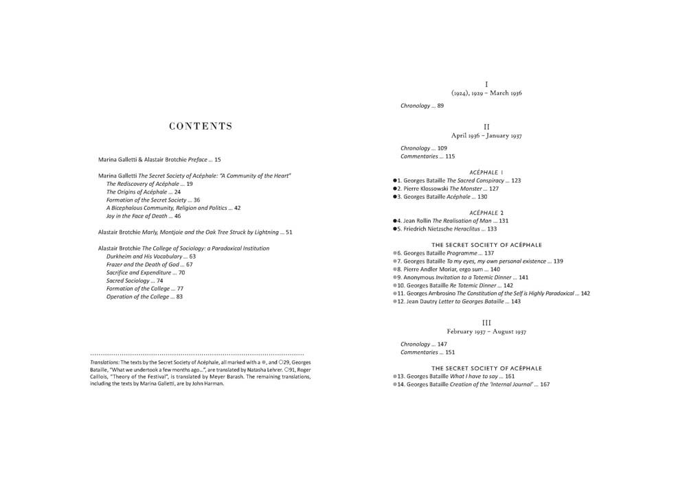 The Sacred Conspiracy: The Internal Papers of the Secret Society of Acephale and Lecturers to the College of Sociology