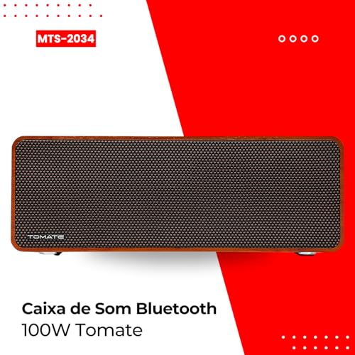 Caixa De Som Com Design De Madeira Conexão Por Bluetooth Da Tomate MTS-2034 Indicador De Led Ideal P